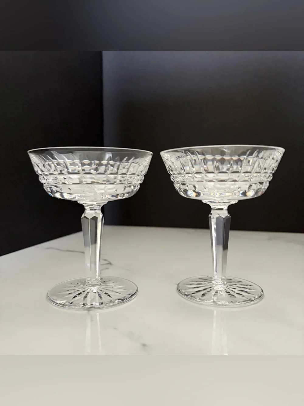 SET of 2 Glenmore Champagne Coupes by Waterford Crystal
